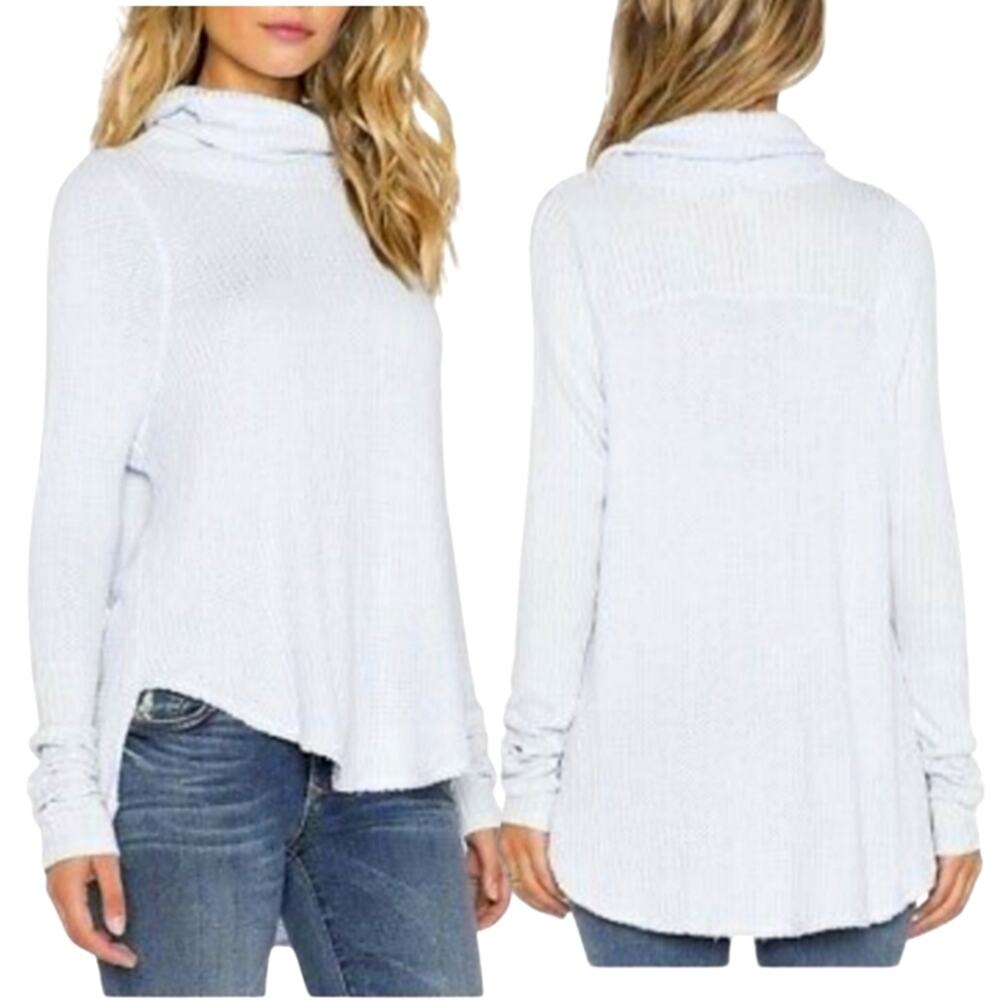 Y2K Style Waffle Knit High-low Cowl Neck Tunic Sweater Women's Medium